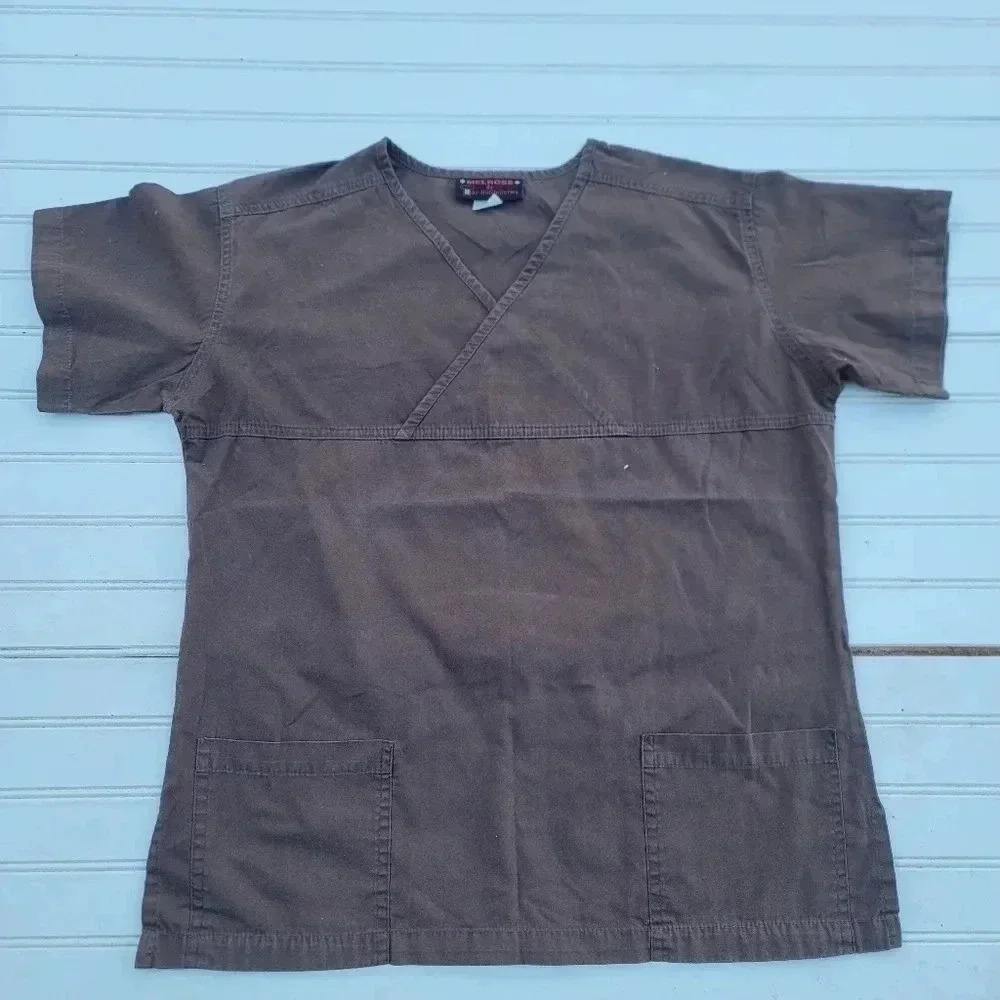 Lot Of 6 Womens Scrub Uniform Tops Blue Brown  Green Cherokee SB Sz M - Picture 4 of 8